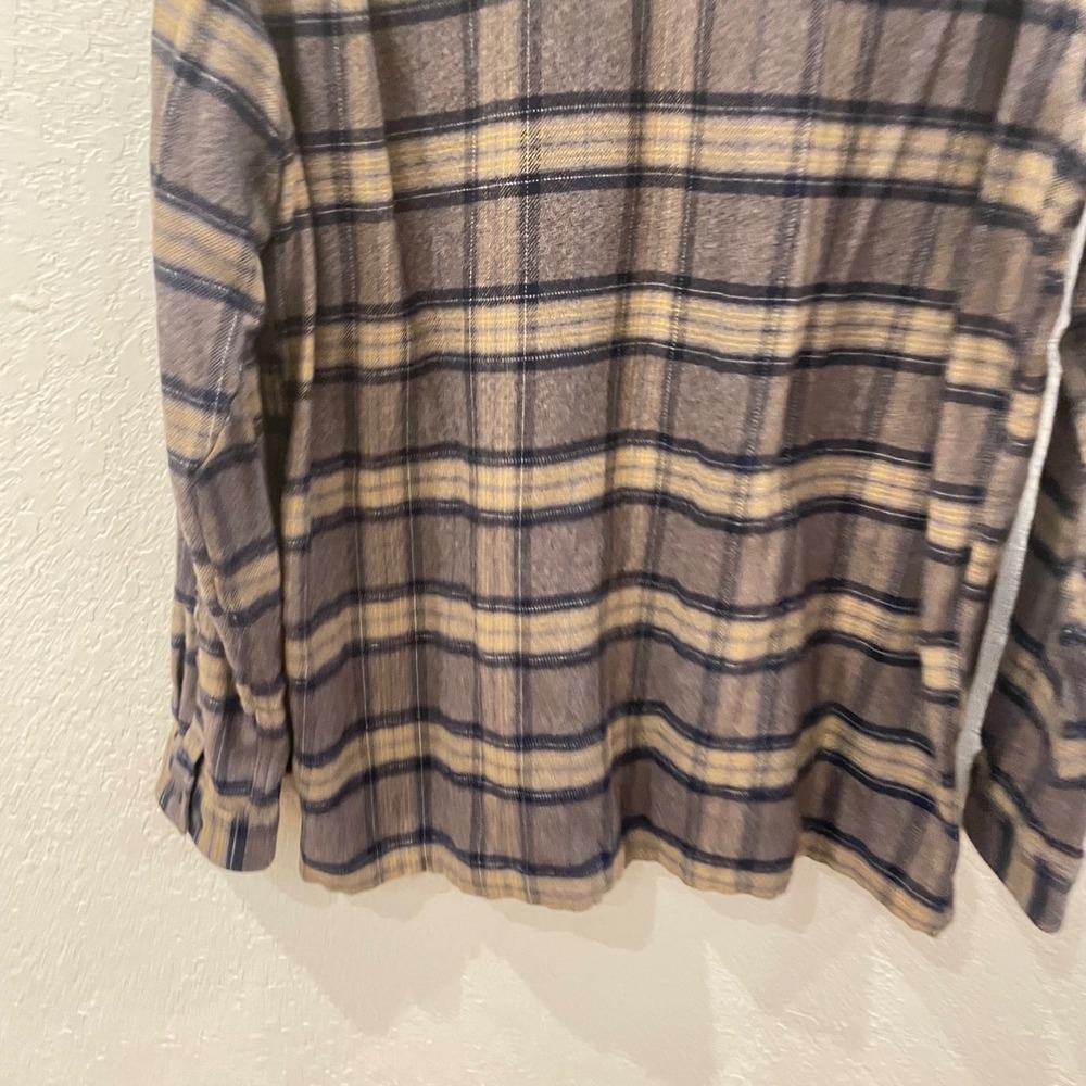 Patagonia Mens XL Organic Cotton Long Sleeve Plaid Flannel Shirt Brown Tan Navy - Picture 6 of 8